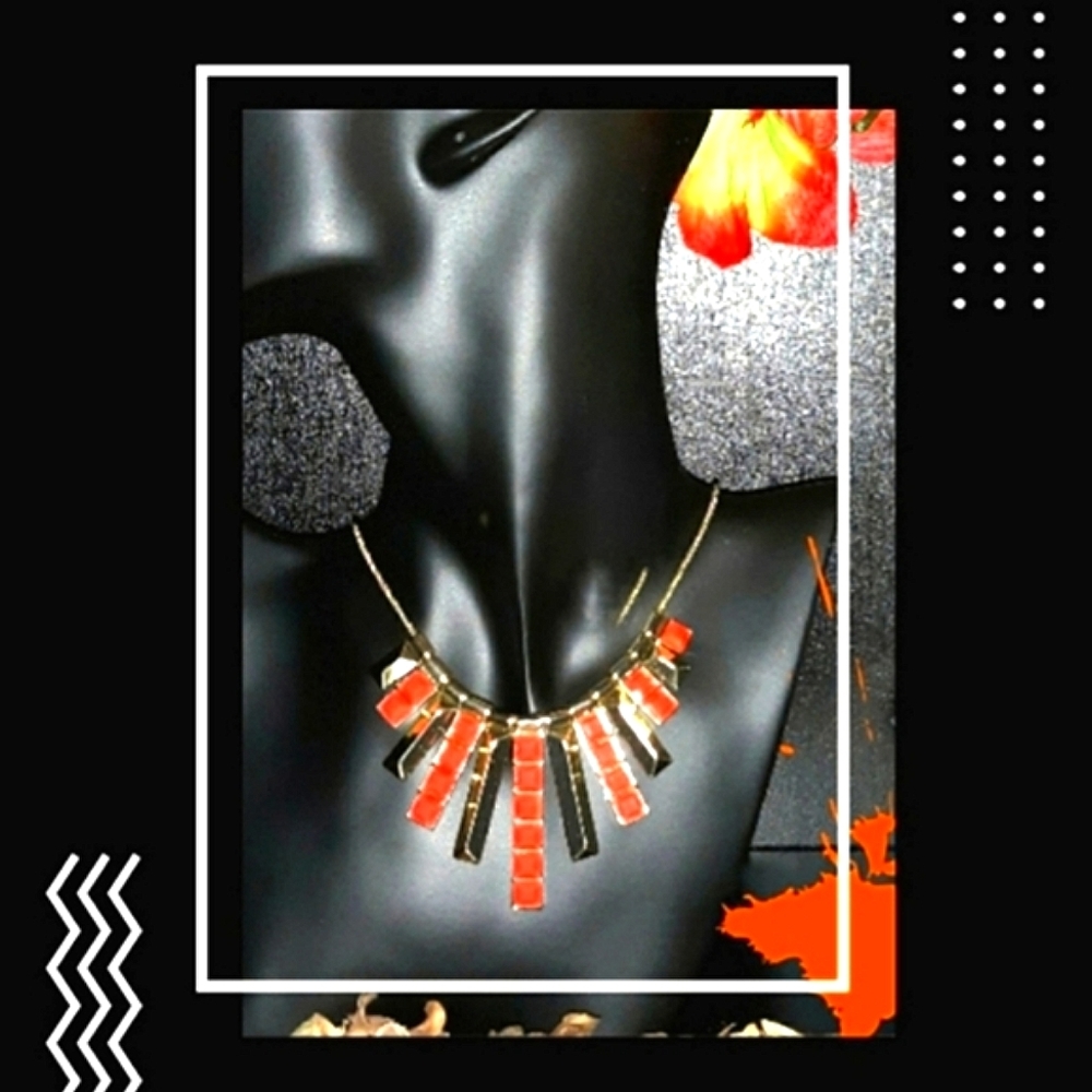 "Metaphor" Women's Orange & Gold Fashion Necklace